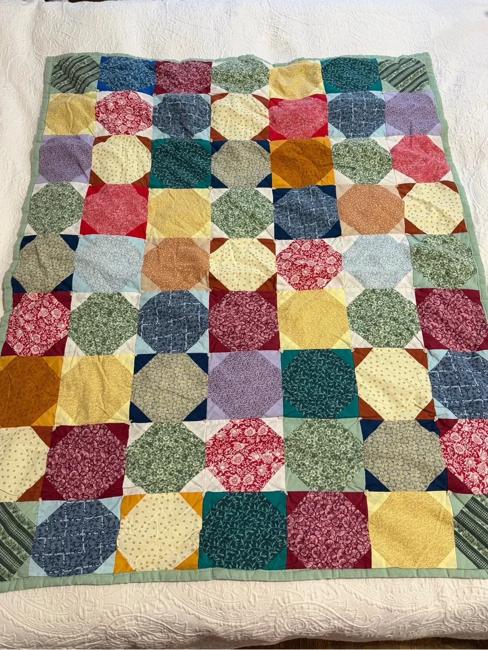 Handmade Patchwork Quilted Throw - 48” x 38”Multicolor